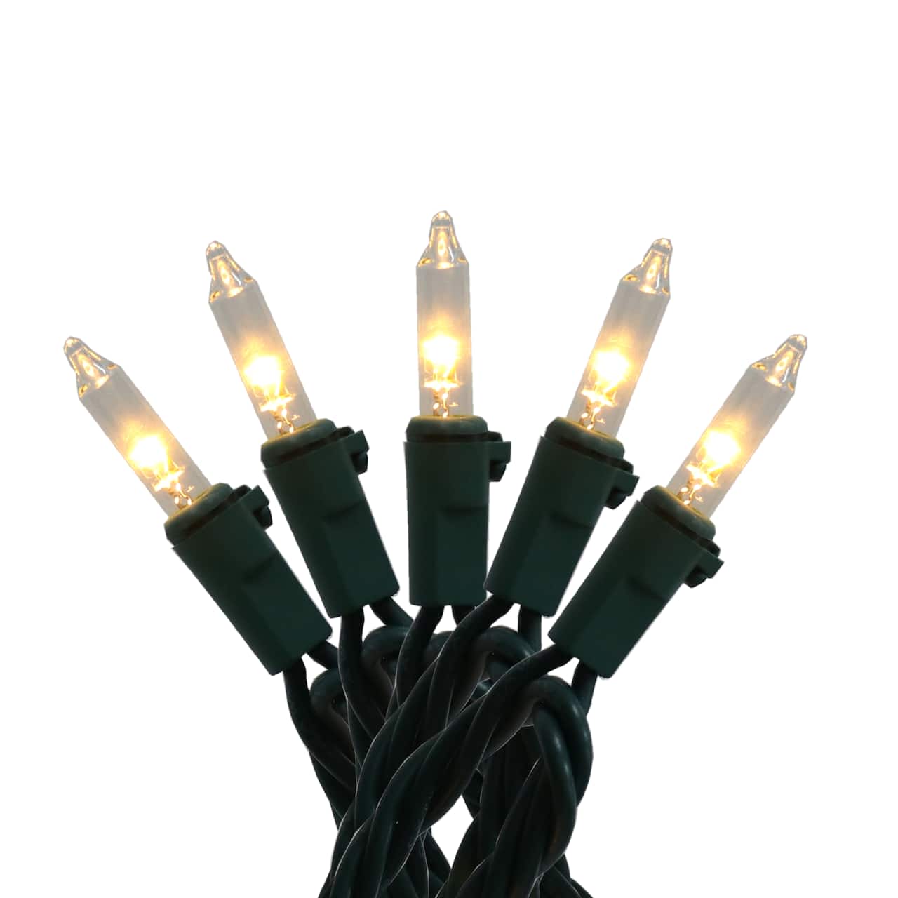 100ct. Warm White Mini LED Glass Twinkling String Lights on Green Wire by Ashland®